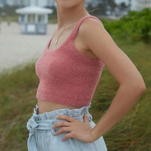 Kendall and Kylie Cropped Fuzzy Sweater Top